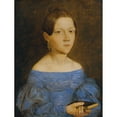 thumbnail image 2 of Friedrich Wasmann 15x18 Black Ornate Wood Framed Double Matted Museum Art Print Titled - Half -Length Portrait of a Young Girl in a Blue Dress, 2 of 5