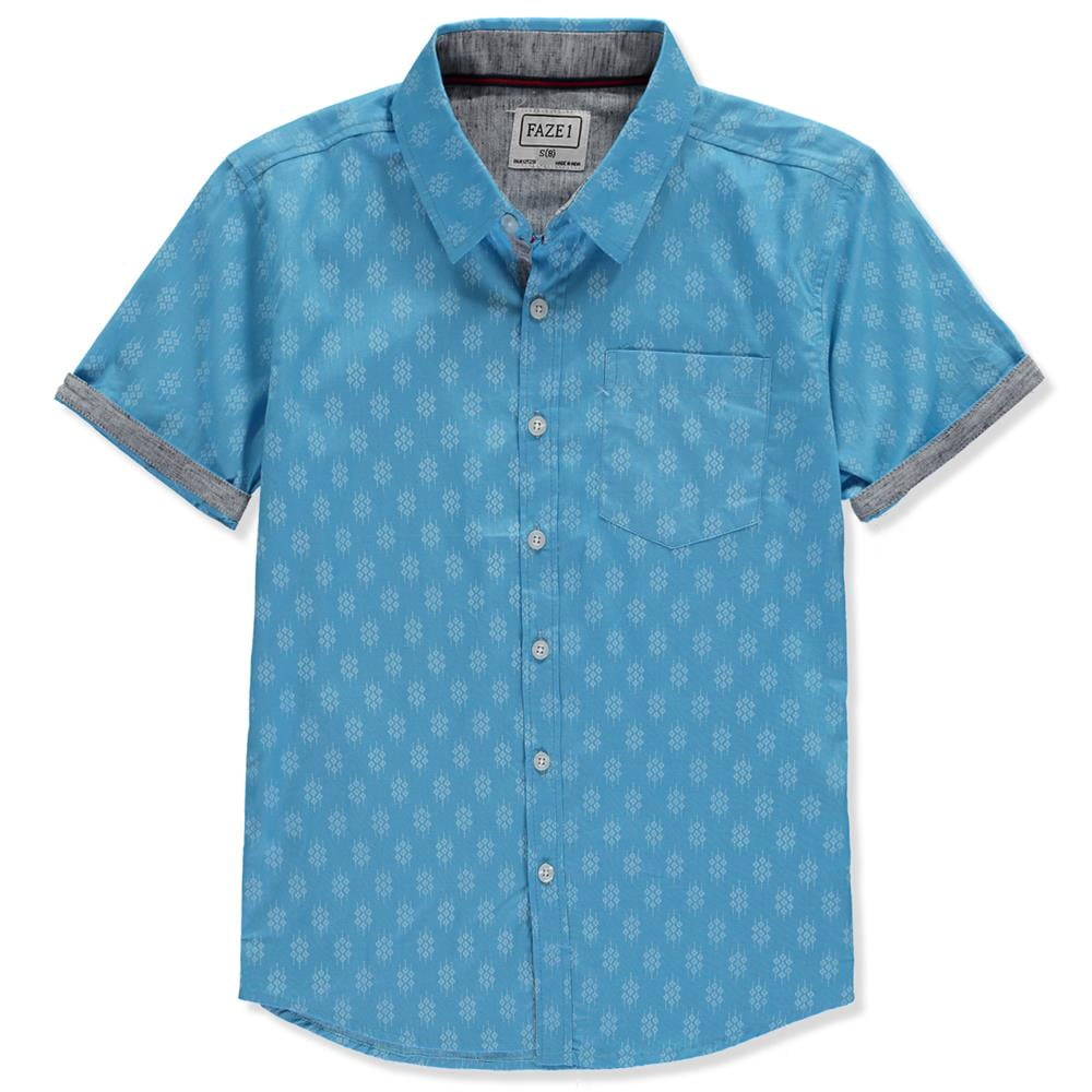 FAZE 1 Boys 8-20 Short Sleeve Printed Woven Button Down Shirt - Walmart.com