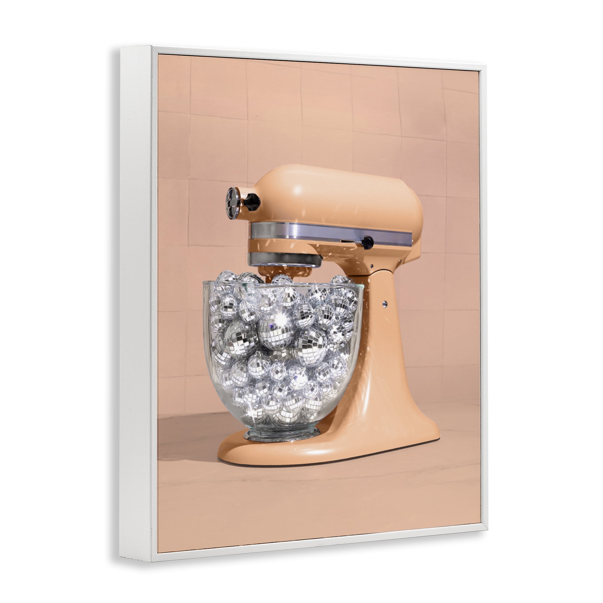 Stupell Industries Disco Kitchen Mixer over Orange White Framed Giclee Art, design by LISH Creative