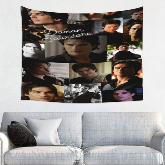 Damon Salvatore Tapestry Cool Tapestry Art Prints Wall Painting Artworks Tapestries Hanging Picture Gift Bedroom Home Decor 29x37in
