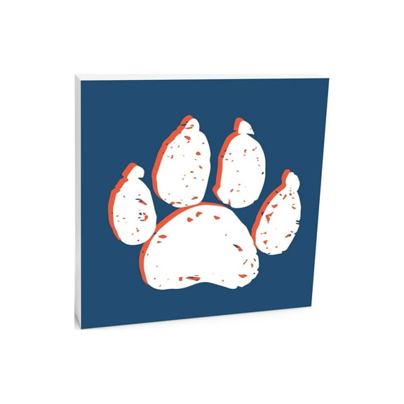 Paw Print White Paw Print 10 x 10 Wood Tabletop Sign Plaque