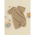 thumbnail image 4 of Miaouyo Baby Girls Boys Romper Solid Color Short Sleeve Crew Neck Jumpsuits Summer Casual Clothes Waffle Infant Bodysuits, 4 of 10