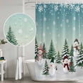 thumbnail image 4 of Teal Snowmen Christmas Shower Curtain Set with Hooks, Xmas Tree Snowflake Waterproof Fabric Bathroom Curtains Decor Home Accessories, Stall Long 54 X 78 Inch, 4 of 9