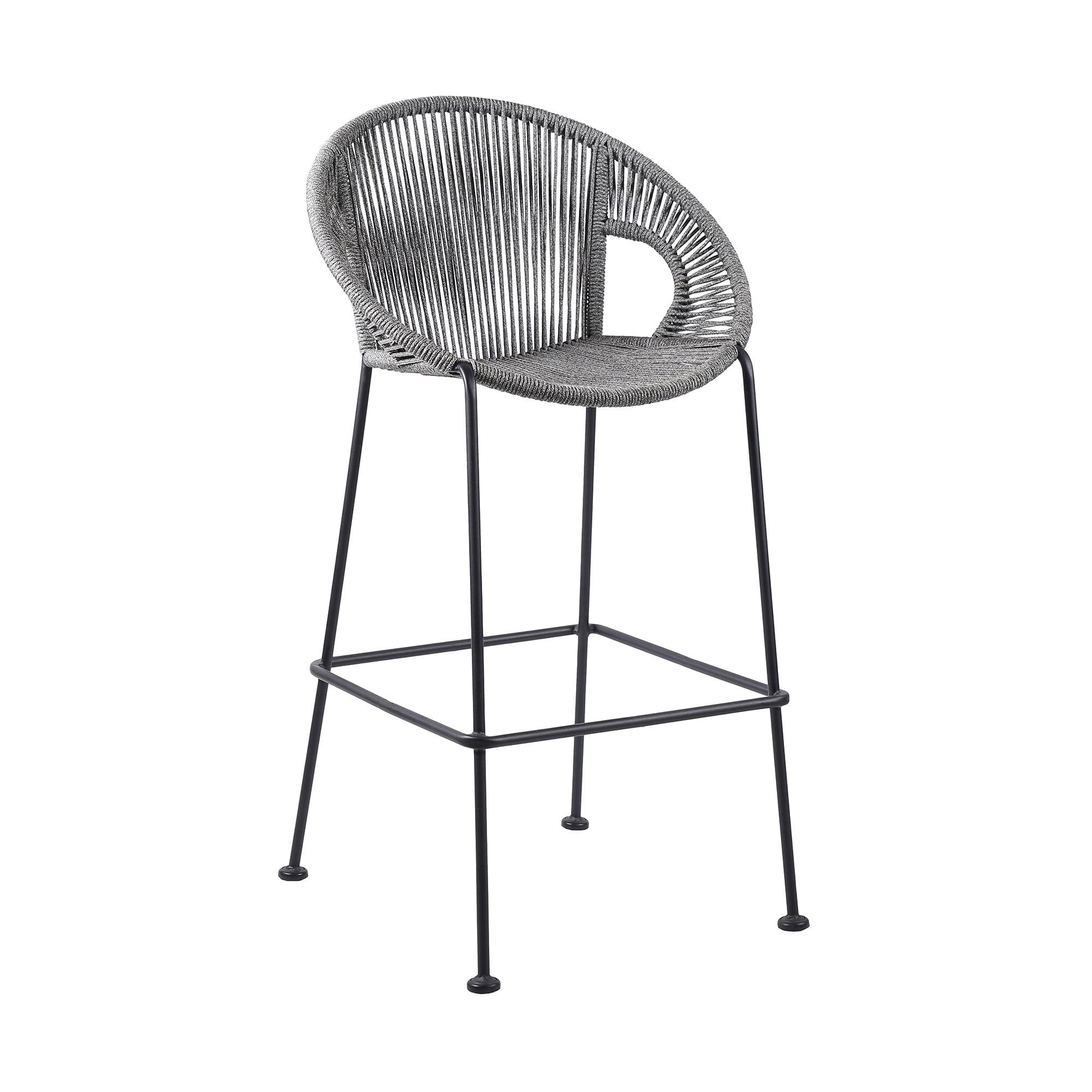 Acapulco 30" Indoor Outdoor Steel Bar Stool with Gray Rope - Set of 2