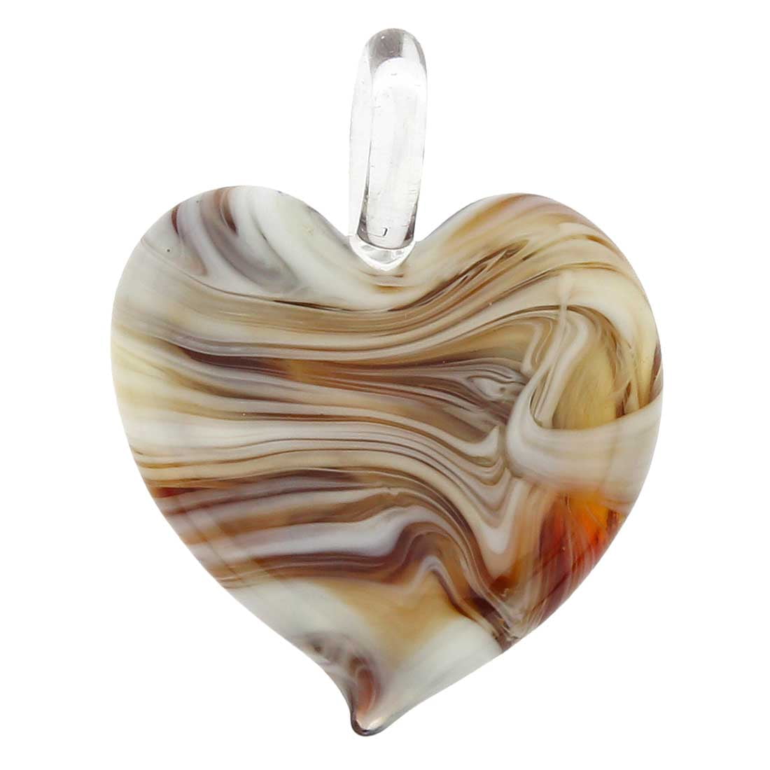 GlassOfVenice Murano Glass Venetian Marble Heart Pendant Sunshine GlassOfVenice Murano Glass Venetian Marble Heart Pendant Sunshine