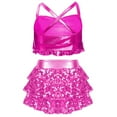 thumbnail image 2 of LiiYii Girls Sequins Dance Outfit Set 2 Piece Sparkly Crop Top with Skirt Jazz Latin Ballroom Dancewear Hot Pink 10, 2 of 7