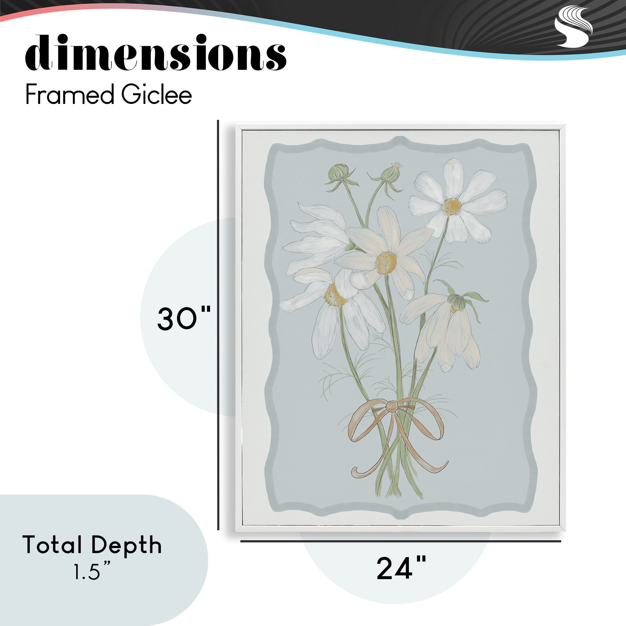 Spring Clippings Daisies White Framed Giclee Art, design by Leslie Hermosa