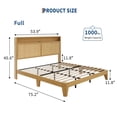 thumbnail image 2 of Rattan Bed Frame with LED Lights, Boho Wood Bed Frame with Storage Headboard & Charging Station, Silent Slats, No Box Spring Needed, 2 of 9