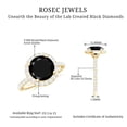 thumbnail image 3 of Rosec Jewels Lab Grown Black Diamond Engagement Ring with Halo - 8 mm - Black and White Diamond Ring - AAAA Quality Certified, 14K Yellow Gold, US 5.50, 3 of 4