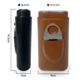 thumbnail image 3 of Leather Cigar Case Set with Cutter Cedar Wood Lining Humidor Box Fit 3 Cigars Portable Smoking Accessories Tool for Cohiba (black), 3 of 7