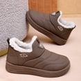 thumbnail image 4 of Winter Snow Boots for Women Slip on Furry Lined Ankle Booties Casual Comfy Lightweight Soft Sole Cold Weather Walking Shoes Brown Size 5.5, 4 of 7