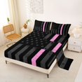 thumbnail image 2 of Manfei Usa Flag Queen Sheets,Geometric Stripe Queen Sheet Sets,Black Gray Pink,4-Piece,1 Flat Sheet, 1 Fitted Sheet and 2 Pillowcases, 2 of 6
