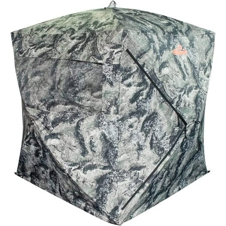 THUNDERBAY SPUR Collector 2 Person Hunting Blind Portable Ground Blind with Silent Sliding Window Green Camo