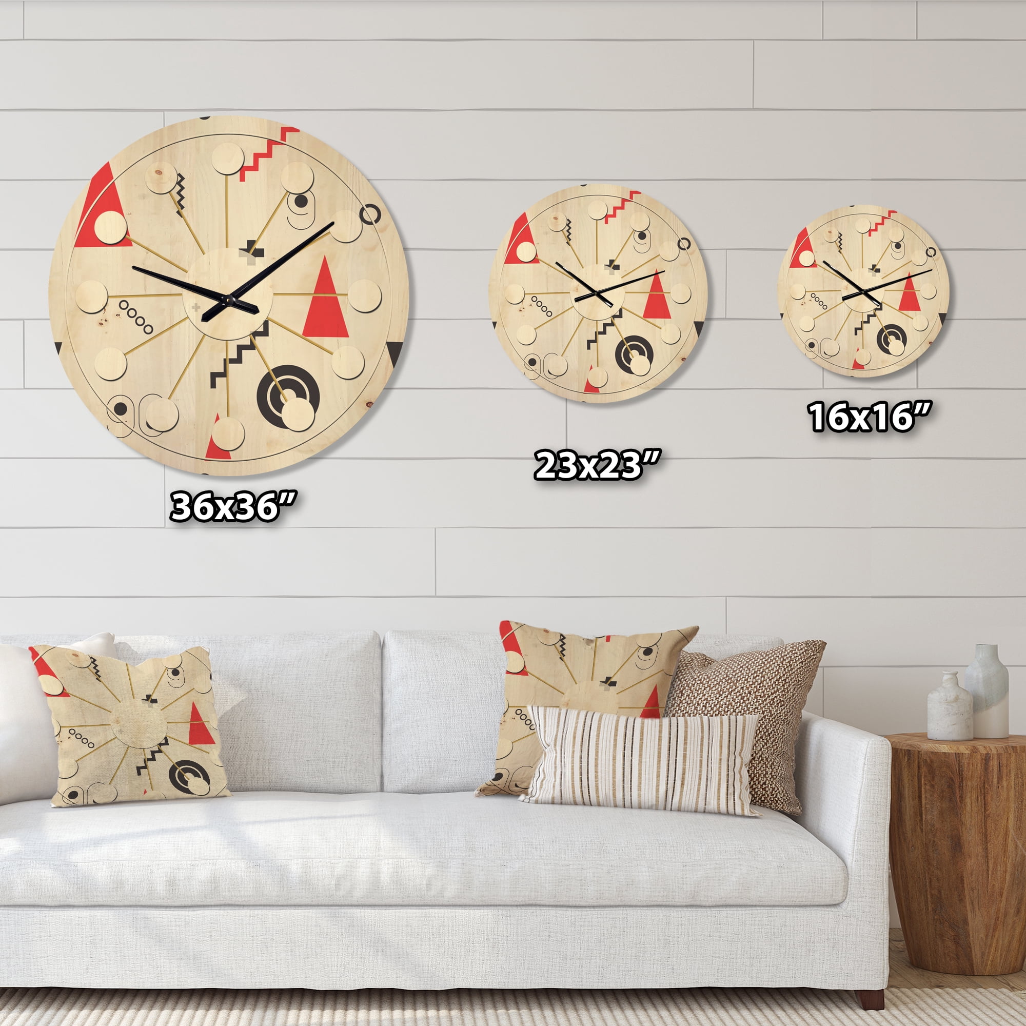Designart 'Retro Triangular Design III' Mid-Century Modern Wood Wall Clock