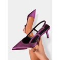 thumbnail image 4 of On feet& in love Women's Pointed Toe Slingback Satin Heels - Purple Dress Pumps for Evening Party & Wedding - Size 5.5, 4 of 7