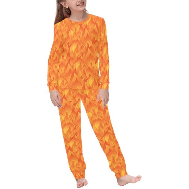 Conjunto de pijama con estampado de llamas rojas para niños y niñas