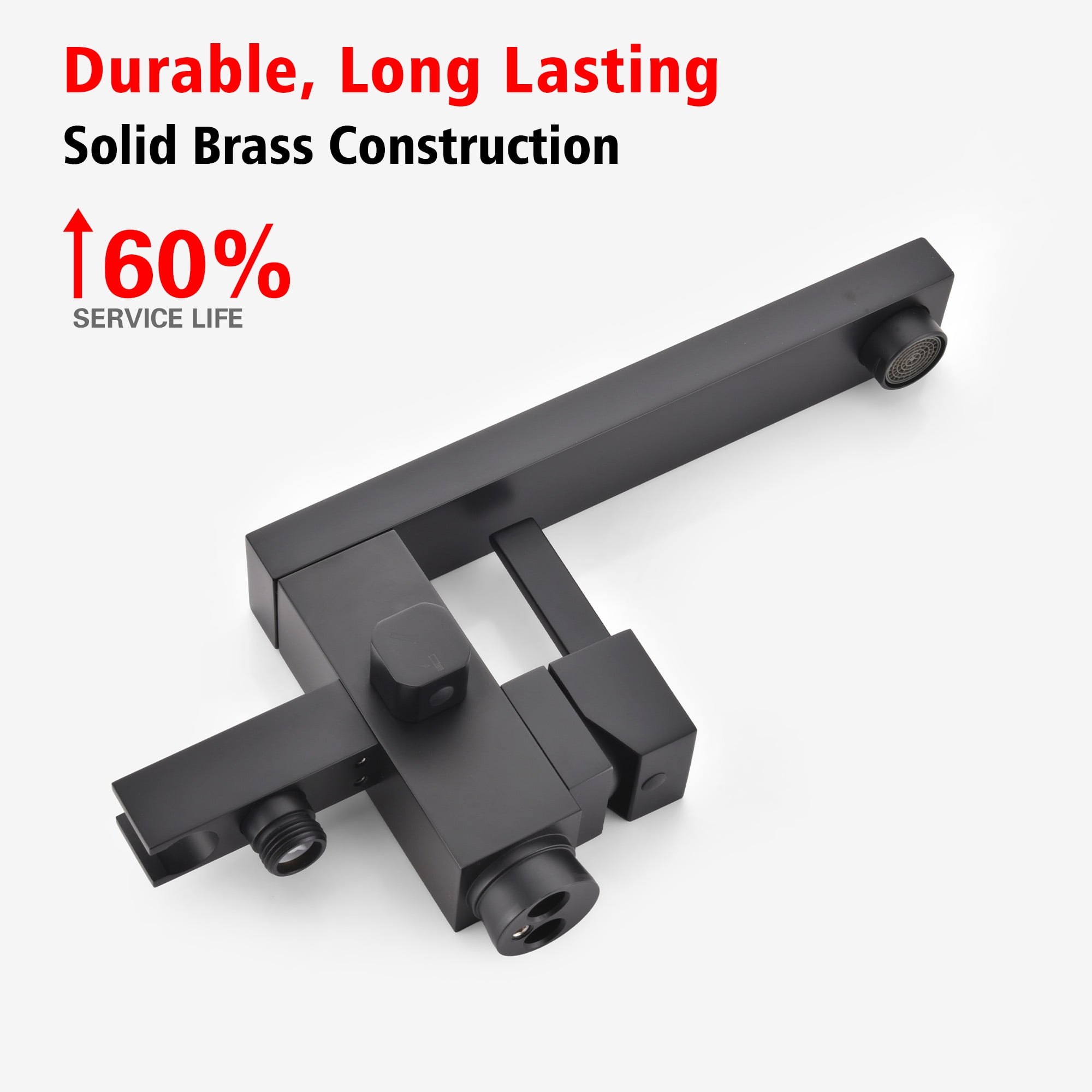 SUMERAIN Floor Mount Bathtub Filler Faucet with Hand Shower, Matte Black High Flow Freestanding Bathroom Tub Faucet with 360-degree Swivel Spout