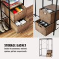thumbnail image 4 of Metal Clothing Rack with A-cacia Wood Shelves, Heavy Duty Garment Rack with 2 Wicker Drawers and 4 Hooks, Freestanding Wardrobe Closet, Brown, 4 of 9