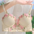 thumbnail image 4 of Brasier Tela de Mantequilla Lencería Estilo Pure Desire para Mujer, Sujetador Retro Fruncido Pequeño con Bordado de Flores Extra Grande, 4 of 6