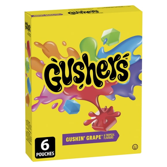 Gushers aux Fruits de Betty Crocker Sans gluten Coulis de raisin et Saveurs tropicales 6 sachets, 138 g