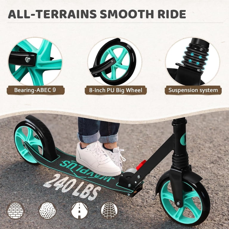 Trottinette Adulte Et Enfant Avec Frein à Disque Et Amortisseurs - Trottinette Pliable Réglable ST2000 Xride, Roues 200mm ABEC 9