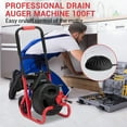 thumbnail image 4 of Towallmark 100Ft x 3/8 Inch Electric Drain Auger, 370W Drain Snake Machine with Auto Feed System, Portable Clog Remover Tool for 2-4 Inch Pipes, Professional Grade with 6 Cutters and Gloves, 4 of 9