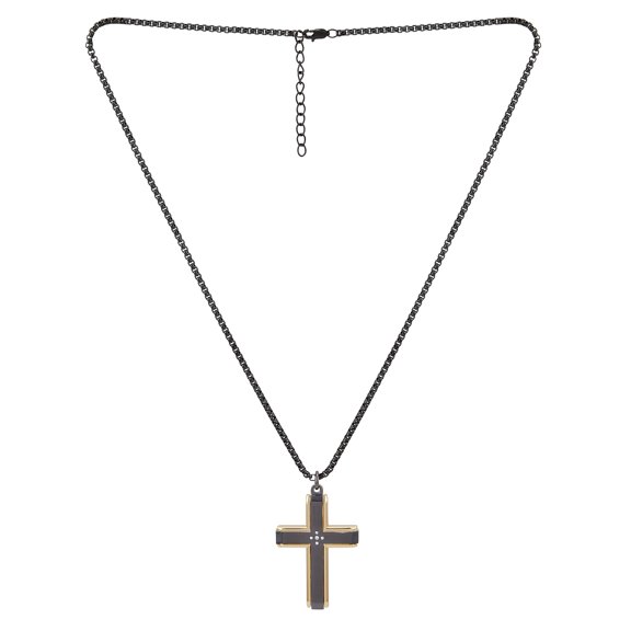 American Exchange Men's Gunmetal Cross Pendant Necklace