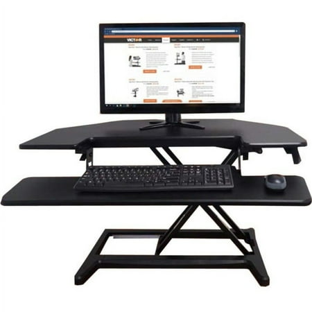 Victor - High Rise Height Adjustable Corner Standing Desk with Removable Keyboard Tray - Black