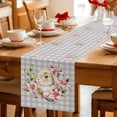 thumbnail image 5 of Spring Easter Bunny Table Runner 108 Inches, Grey Buffalo Plaid Pink Tulips Bed Runner Dresser Scarves Tabletop for Indoor Outdoor Parties/Ceremony/Banquet, 13"x 108", 5 of 8