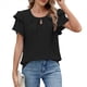thumbnail image 3 of Blusas de Verano para Mujer, con Volantes, Corta, Cuello Redondo, Informales, Plisadas Al Frente, Básicas. Negro XXL, 3 of 9