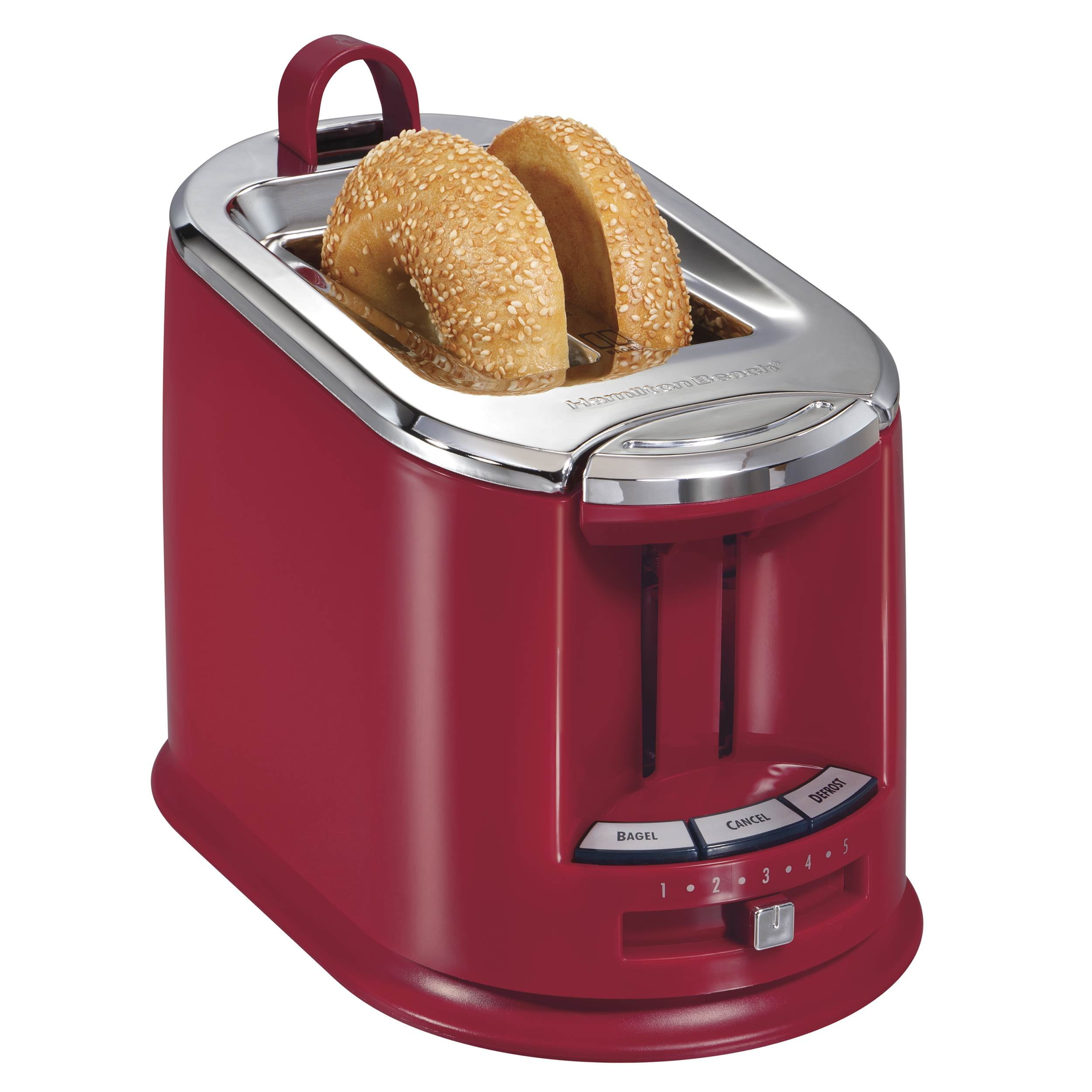 Hamilton Beach ExtraWide 2Slice Bagel Toaster with Toast Tongs, Red