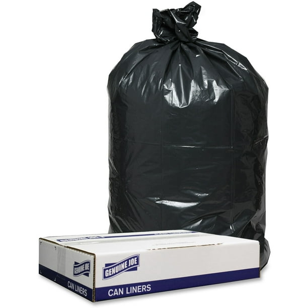 Genuine Joe 1.2mil Black Trash Can Liners, Black, 100 / Carton