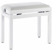 Stagg PB39 WHM VWH Adjustable Piano Bench - Matte White with White Velvet Seat Top