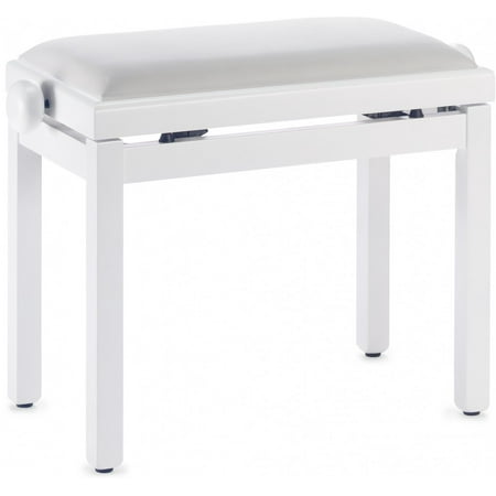 Stagg PB39 WHM VWH Adjustable Piano Bench - Matte White with White Velvet Seat Top