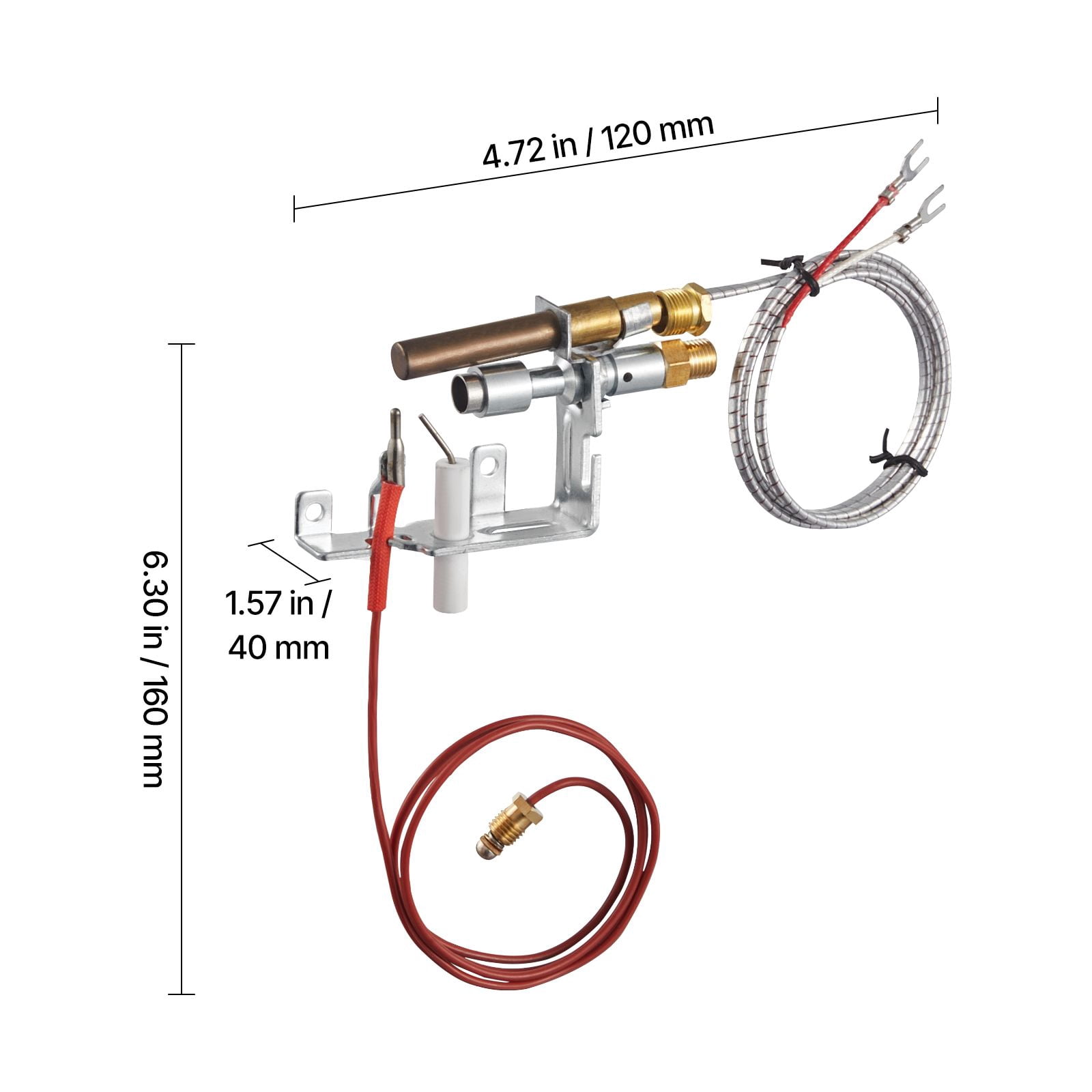 Natural Gas Fireplace Pilot Ignition Assembly, 33in Thermocouple + 20in Thermopile, OEM Replacement Flame Monitoring for Gas Fireplace Heating Unit