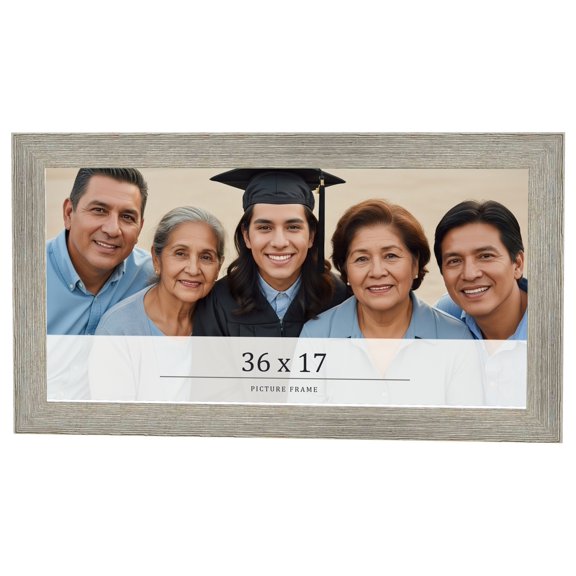 36x17 Frame Grey Real Wood Picture Frame Width 1.5 Inches | Interior Frame Depth 0.5 Inches | Barn