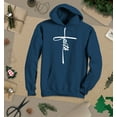 thumbnail image 3 of S4E Men's Faith Cross Religious Hoodie Sweatshirts Large Navy, 3 of 4