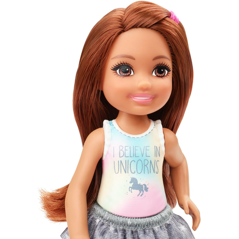 Barbie Club Chelsea Doll (6-Inch Brunette) With Unicorn Graphic