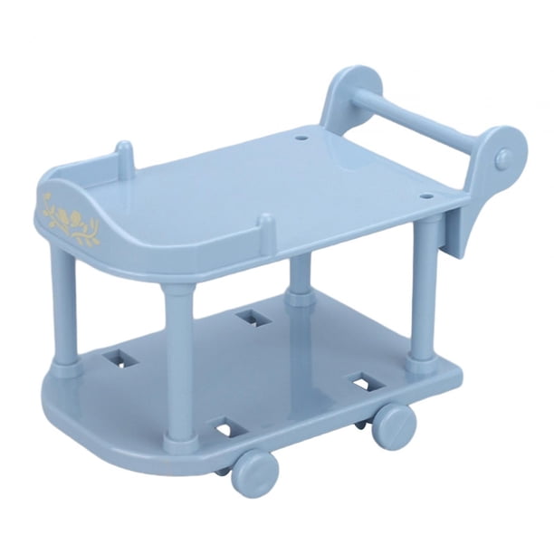 Carrito de cocina para casa de muñecas a escala 1:12, minibar, buffet y carrito. Azul
