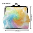 thumbnail image 2 of Lady Leather Wallet Zero 4.13 X 4.52 In Three-Dimensional Buckle Design Small Portable Easy Opening And Closing Lightgreen Tie Dye Background Rainbow Colors, 2 of 5