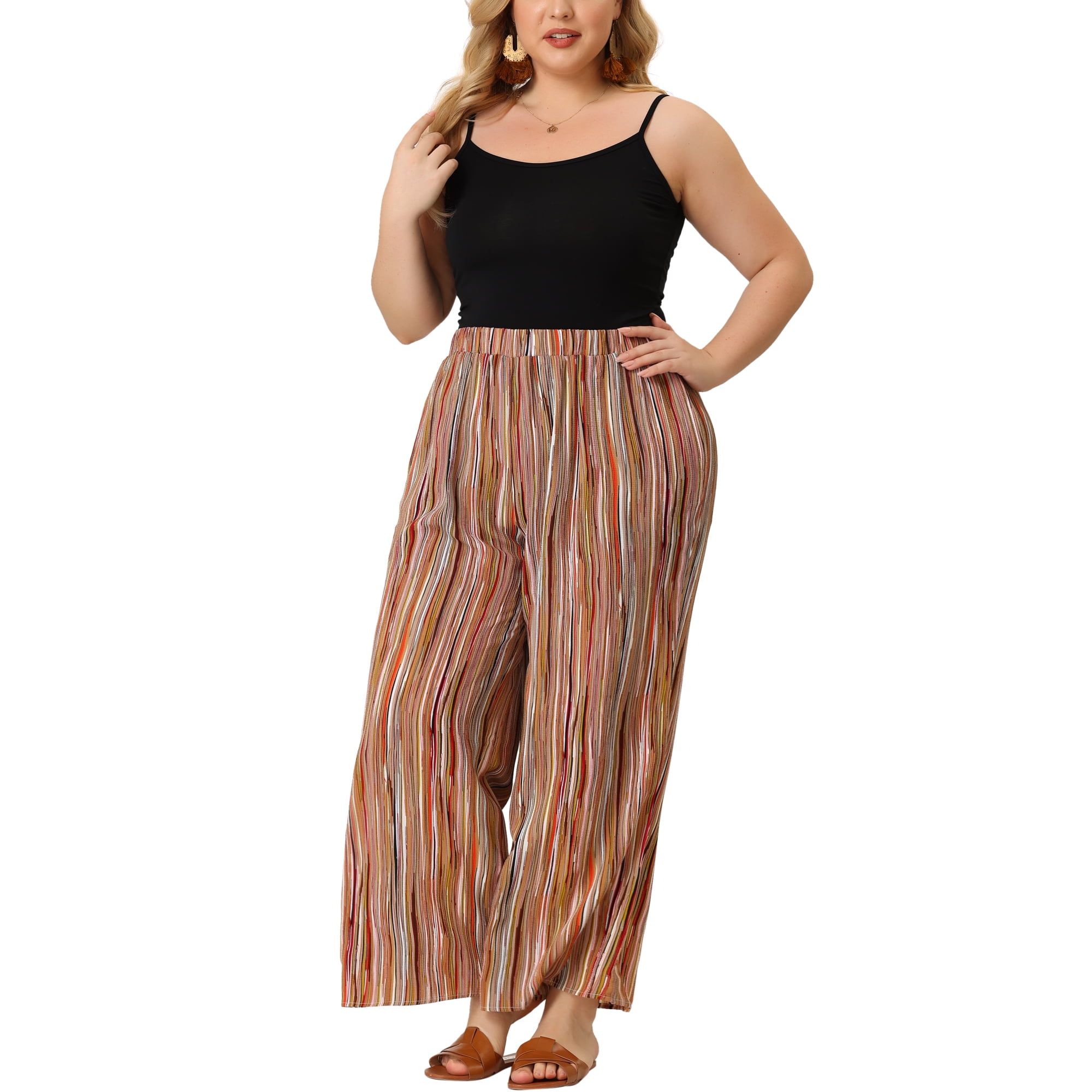 Unique Bargains Women s Plus Size Boho Palazzo Pants Wide Leg Lounge Pant Walmart