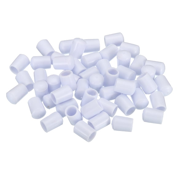 Uxcell PVC End Caps, 50 Pack 7mm IDx9mm OD Bottom Round Bolt Cover Feet Caps Protector, White
