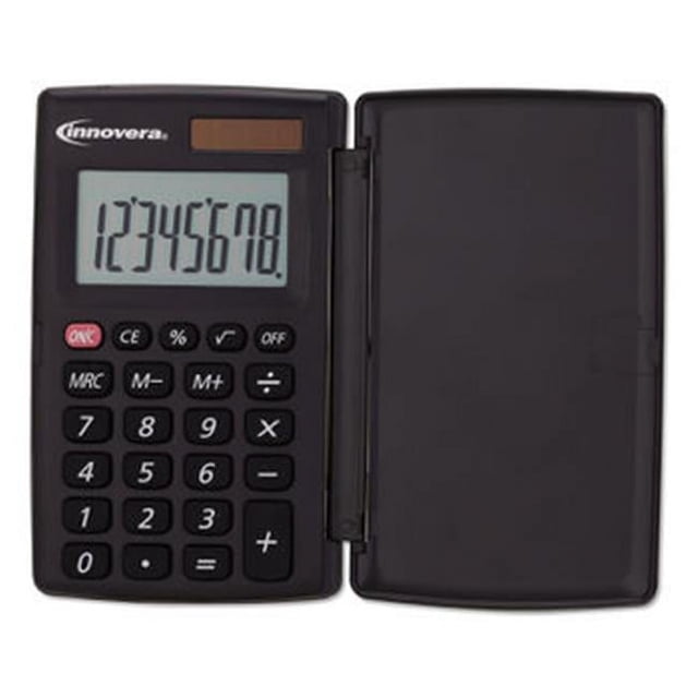 Innovera IVR15921 Calculatrice de Poche LCD 8 Chiffres avec Coque Rigide à Rabat, Noir