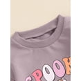 thumbnail image 6 of Suealasg Newborn Baby Boys Girls Halloween Clothes Short Sleeve Letter Ghost Print Sweatshirt Romper Bodysuit Jumpsuits 3 6 12 18 Months Infant Fall Playsuit, 6 of 7