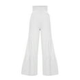 thumbnail image 4 of Tuphregyow Women's Wide Leg Fashion Flare Pants Clearance High Waist Baggy Wrap Pants New Style Solid Loose Cotton Linen Flowy Pants Trendy Fitting Pleated White XL, 4 of 5