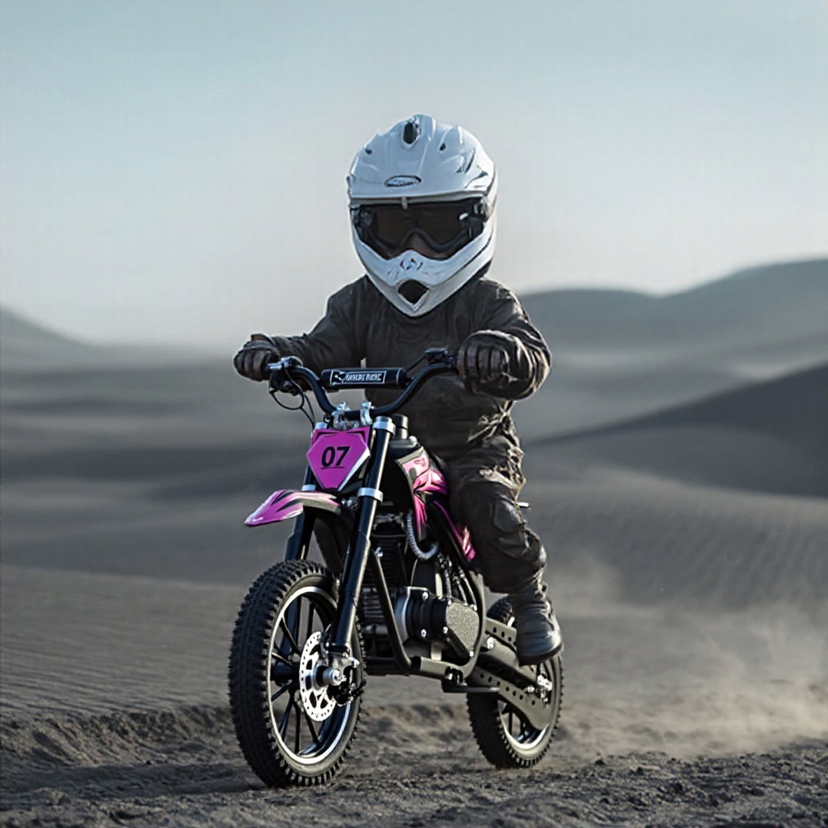 TOXOZERS 50CC Dirt Bike,Upgraded 2-Stroke Gas Powered Mini Bike for Kids 8+,Max Speed 25Mph,Support Up to 180lbs,Pull Start，Pink