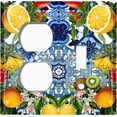 thumbnail image 4 of Metal Light Switch Plate Cover Elegant Floral Fruit Blue Tile Pattern TIL018, 4 of 13