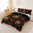 thumbnail image 2 of Homewish Forest Moon Mushroom Skull Bedding for Kids, Brown Moth Star Witchy Halloween Duvet Cover Full, Black Reversible, 3pcs, 1 Duvet Cover and 2 Pillowcases, 2 of 5