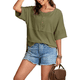 thumbnail image 3 of Blusas de Punto Gofre para Mujer, Moda 2025, Blusas de Patchwork Extragrandes con Cuello Redondo y Mangas 3/4, Verde XL, 3 of 6