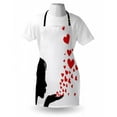 thumbnail image 3 of Kiss Apron Pretty Girl Black Silhouette Blowing Red Hearts Romance Love Valentines Day Theme, Unisex Kitchen Bib Apron with Adjustable Neck for Cooking Baking Gardening, Black White Red, by Ambesonne, 3 of 3